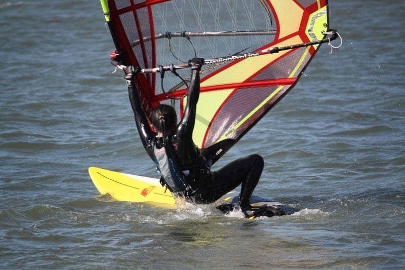 Dr. Sonya Kim windsurfing on the bay — active life in her fifties